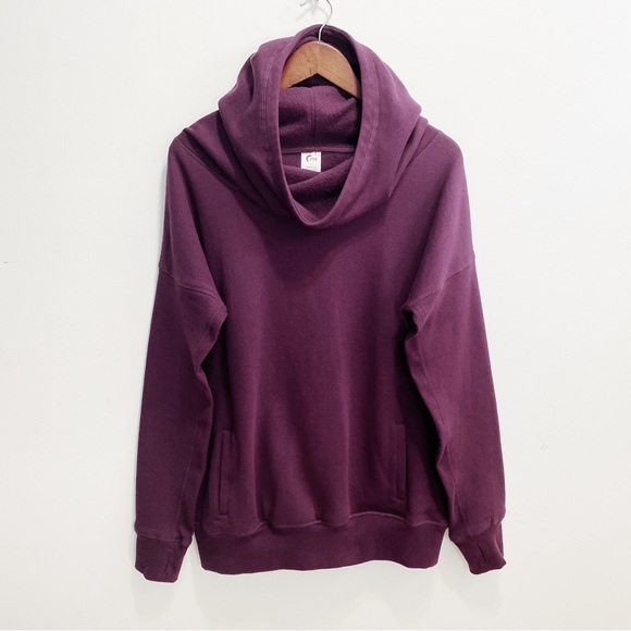 ZYIA Oh So Soft Cowl Neck Hoodie Plum Purple Fleece Lined L - Picture 3 of 8